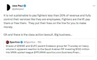 Tweet reacting to Endeavor shares falling